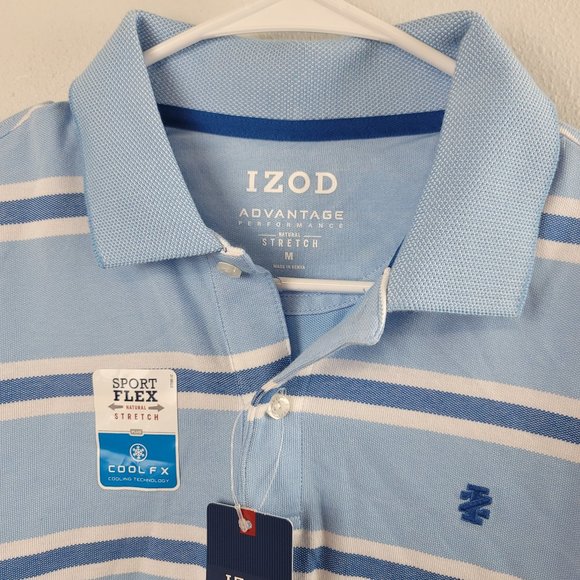 IZOD Men's Advantage Performance Natural Stretch Stripe Polo Shirts M NWT - Picture 3 of 4